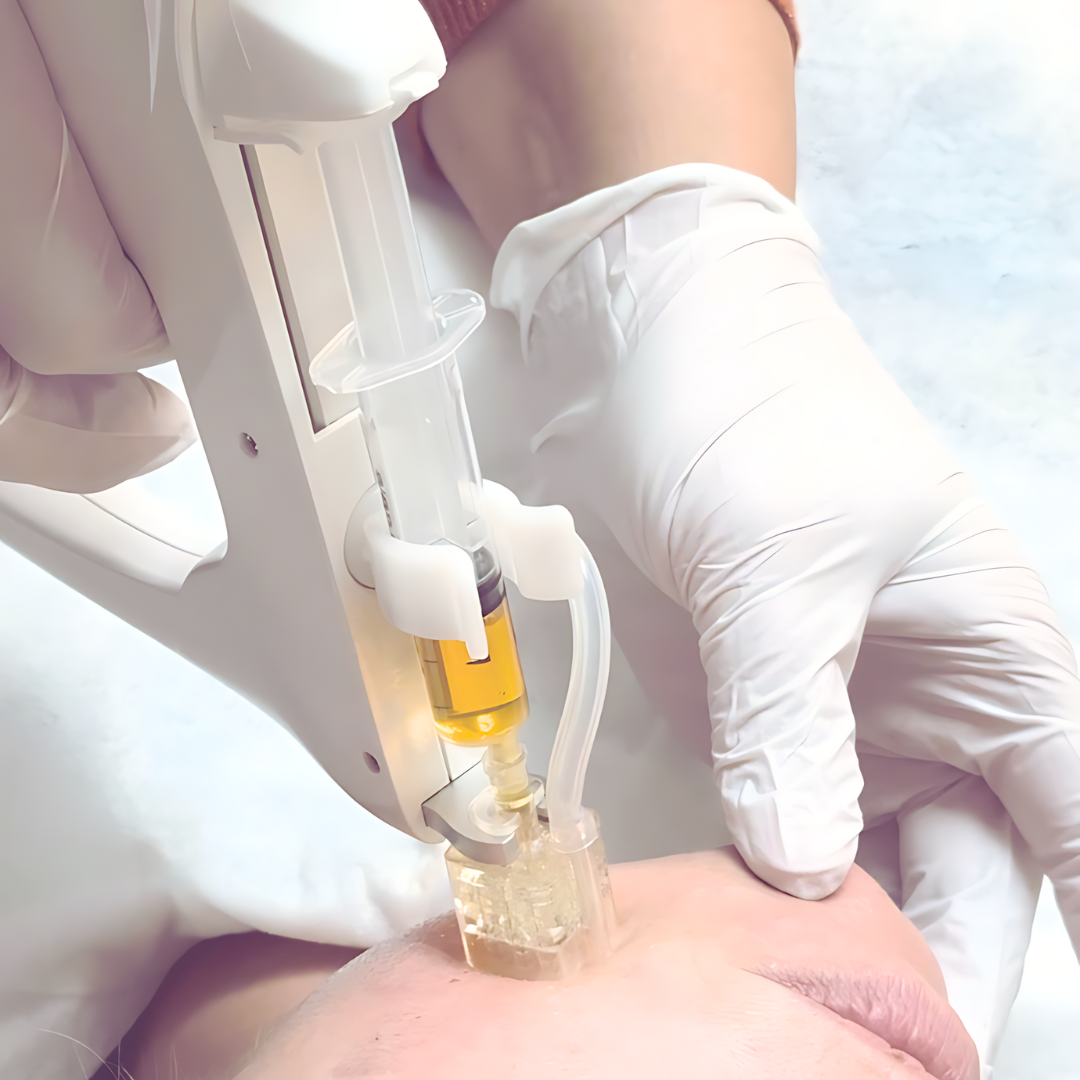 The Korean-engineered Crystal Meso Injector device for advanced PRP and premium korean serum infusion at Glow Matrix
