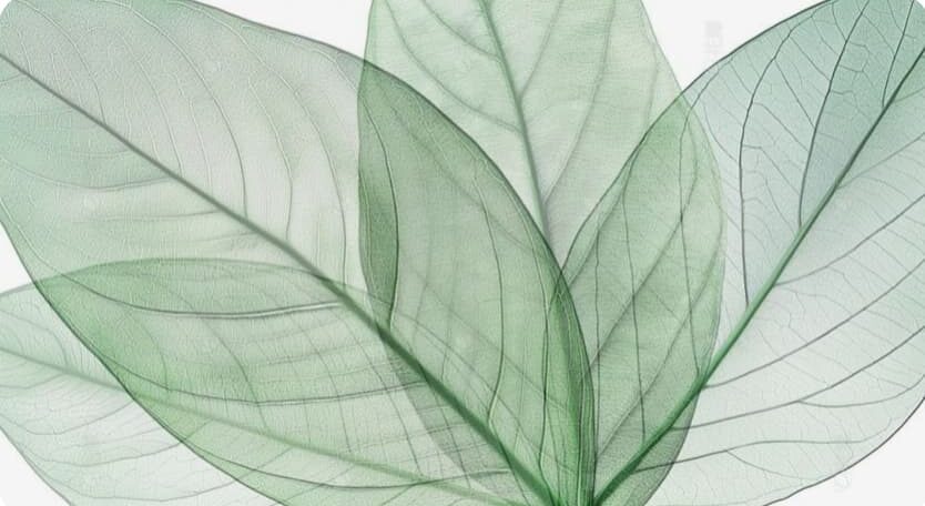 A delicate composition of soft green pastel leaves with a gentle yellow pastel splash, evoking freshness, nature, and rejuvenation for Glow Matrix skincare.