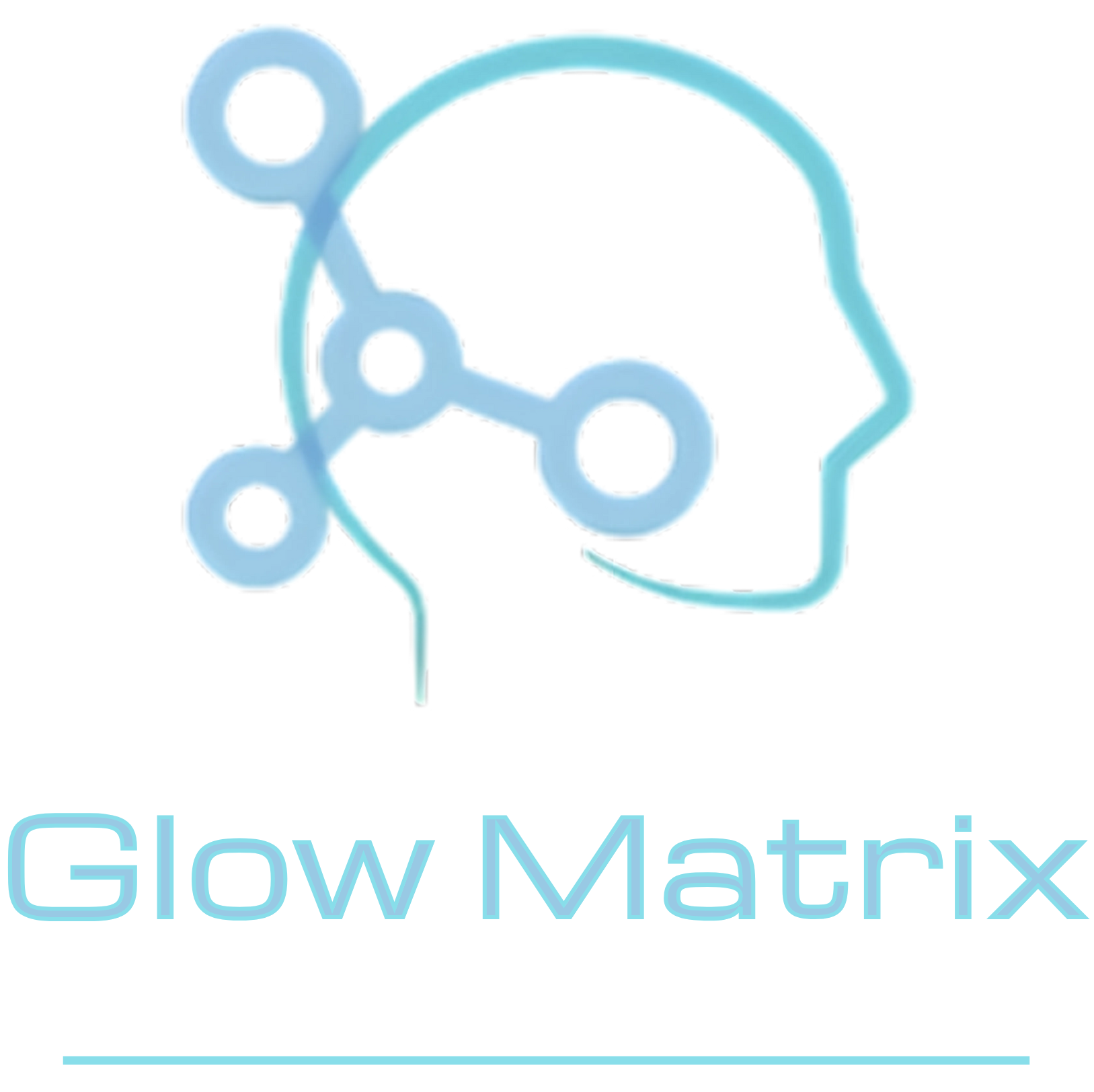 A glowing matrix logo where chemistry meets the human profile.