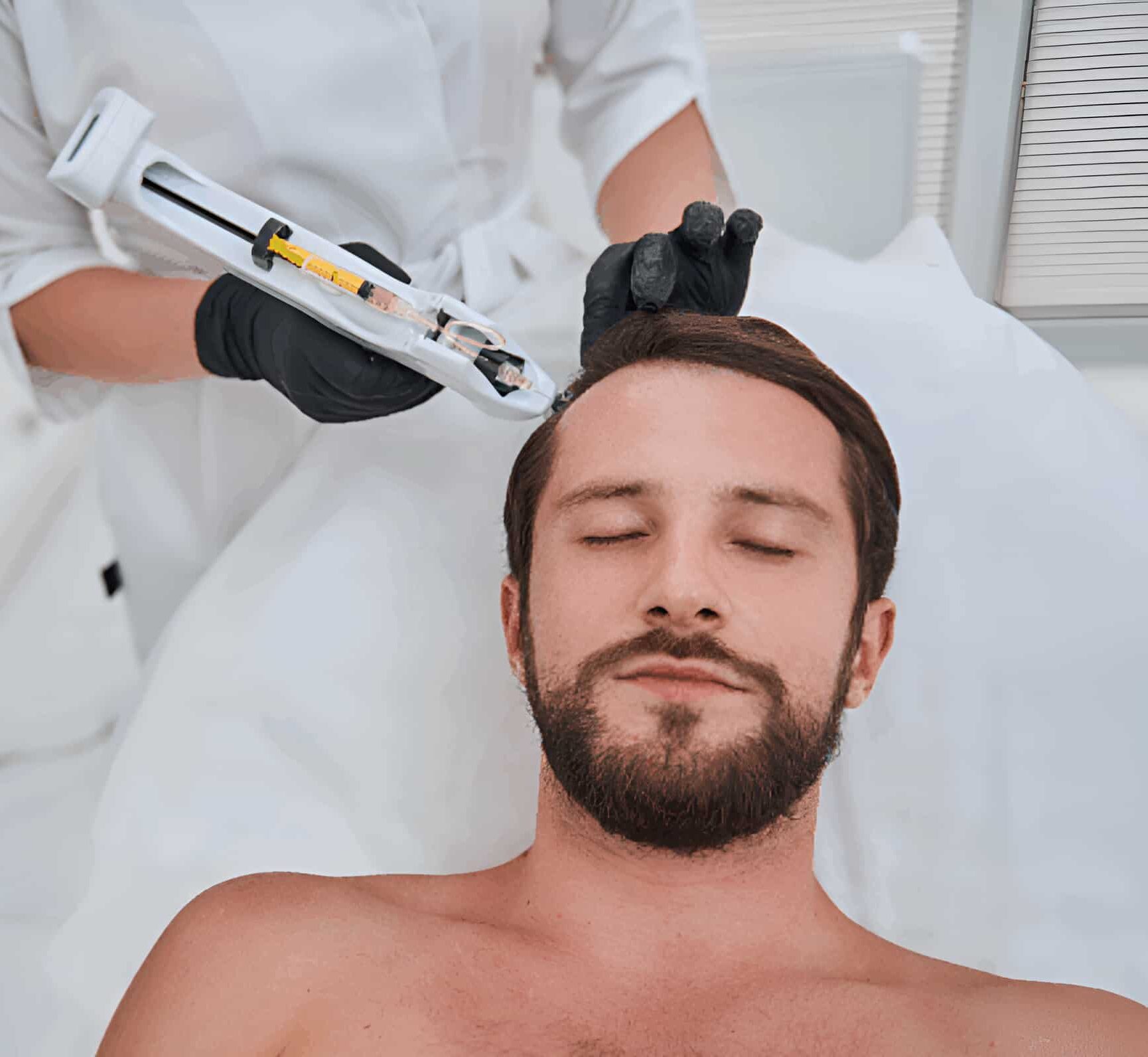 male hair loss treatment with PRP therapy and Korean growth serums